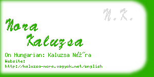 nora kaluzsa business card